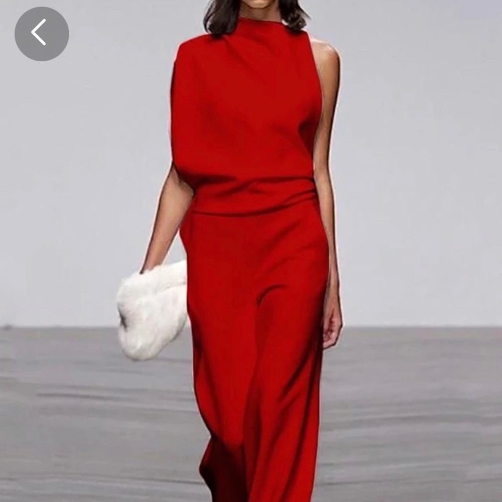 Red all in one jumpsuit. Easy New Year’s Eve outfit. Never worn! Size M